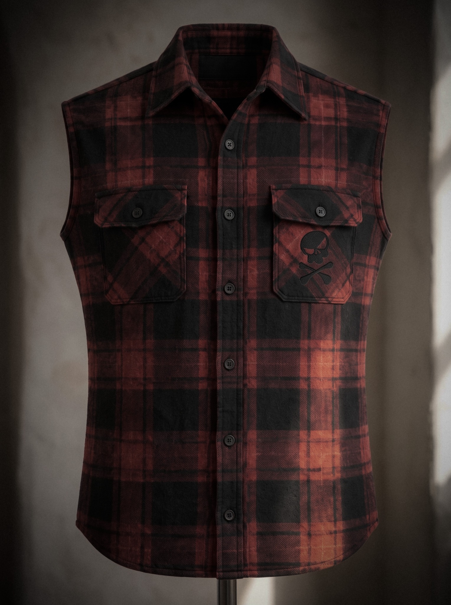 Plaid Sleeveless Shirt